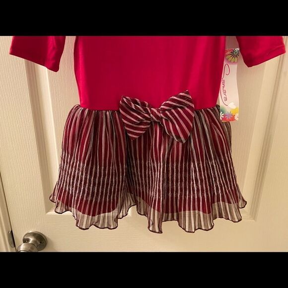 Samara Dress Red and White Striped Tulle Bow Girls Size 4T NWT - Picture 3 of 8